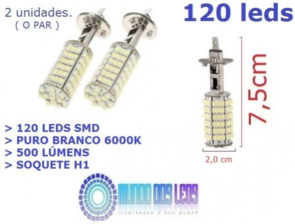 Duas Lâmpadas H1 120 Leds Smd 6000k (o Par)