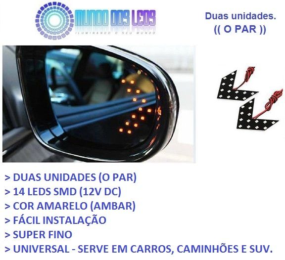 Duas Seta Pisca Retrovisor Led Carro Universal